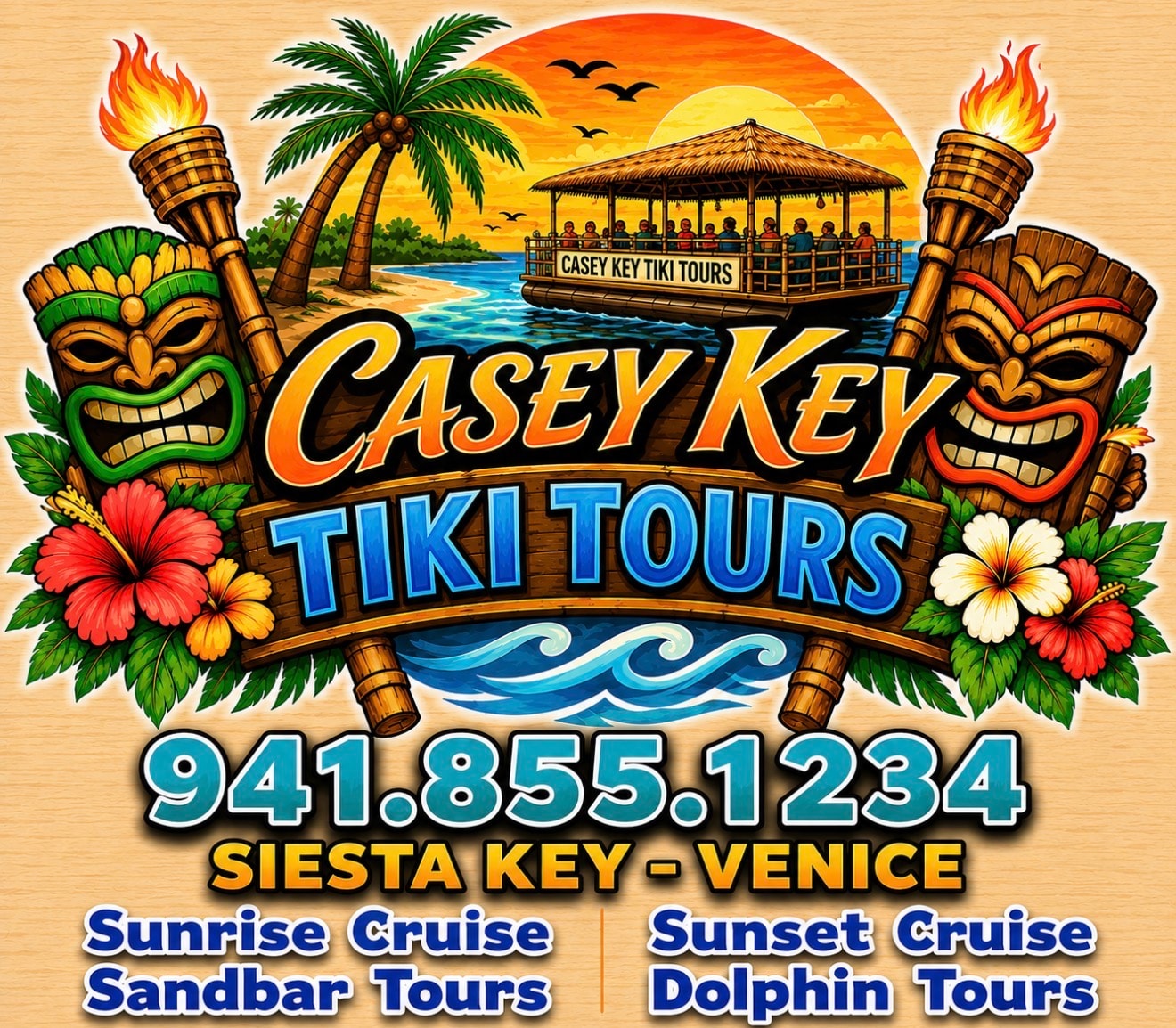 Happy guests on Casey Key Tiki Tours boat
